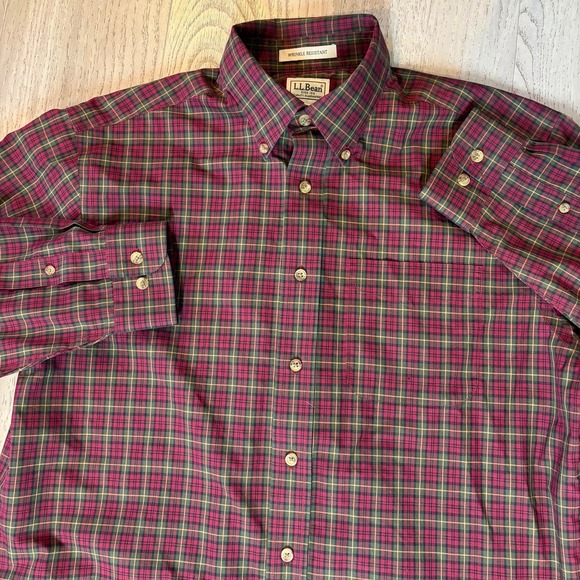 L.L. Bean Other - LL Bean Shirt Mens Medium Reg Red Checkered Long Sleeve Button Up Wrinkle Free